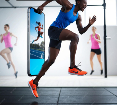 homme entrain de courir, un telephone est pres de lui